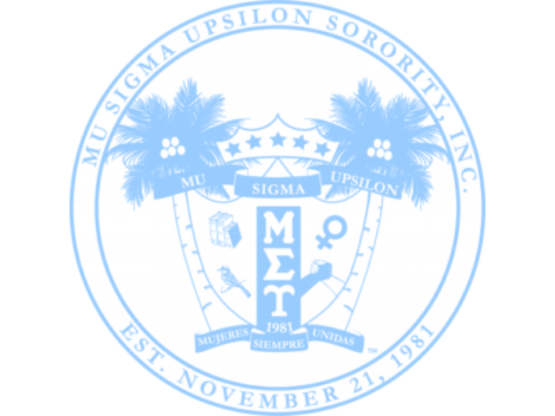 Mu Sigma Upsilon symbol features palm trees and greek letters