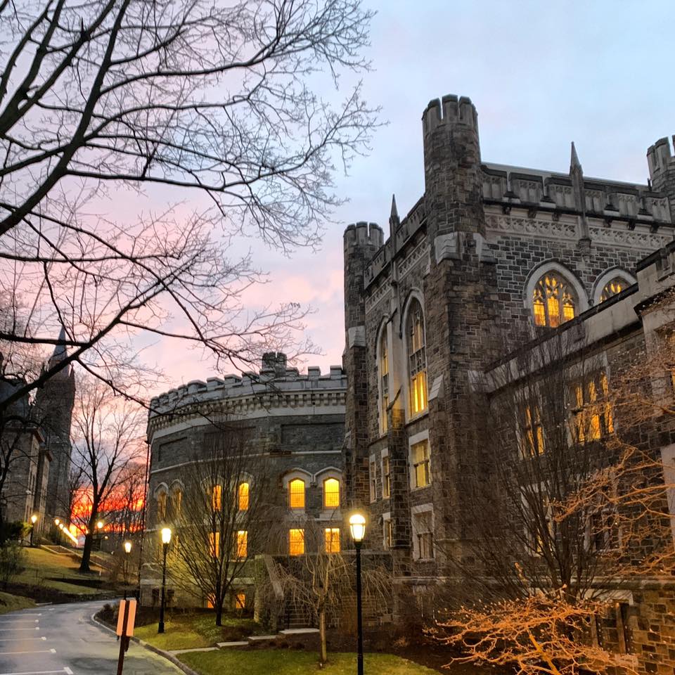 Linderman Library at night