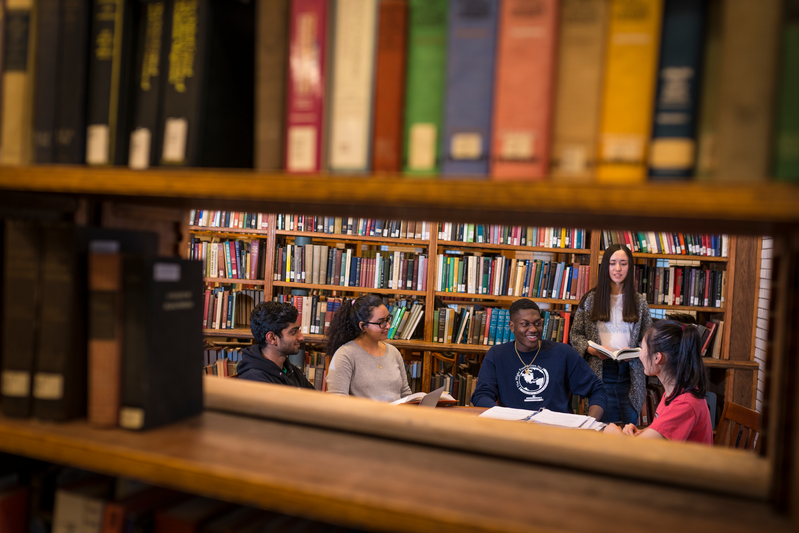 Students in Linderman Library