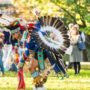 A dancer performs during festivities following the signing of an MOU between Delaware Nations and Lehigh