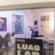 Afiwa Afandalo speaks about her work during the Artist Exhibition Gallery Viewing